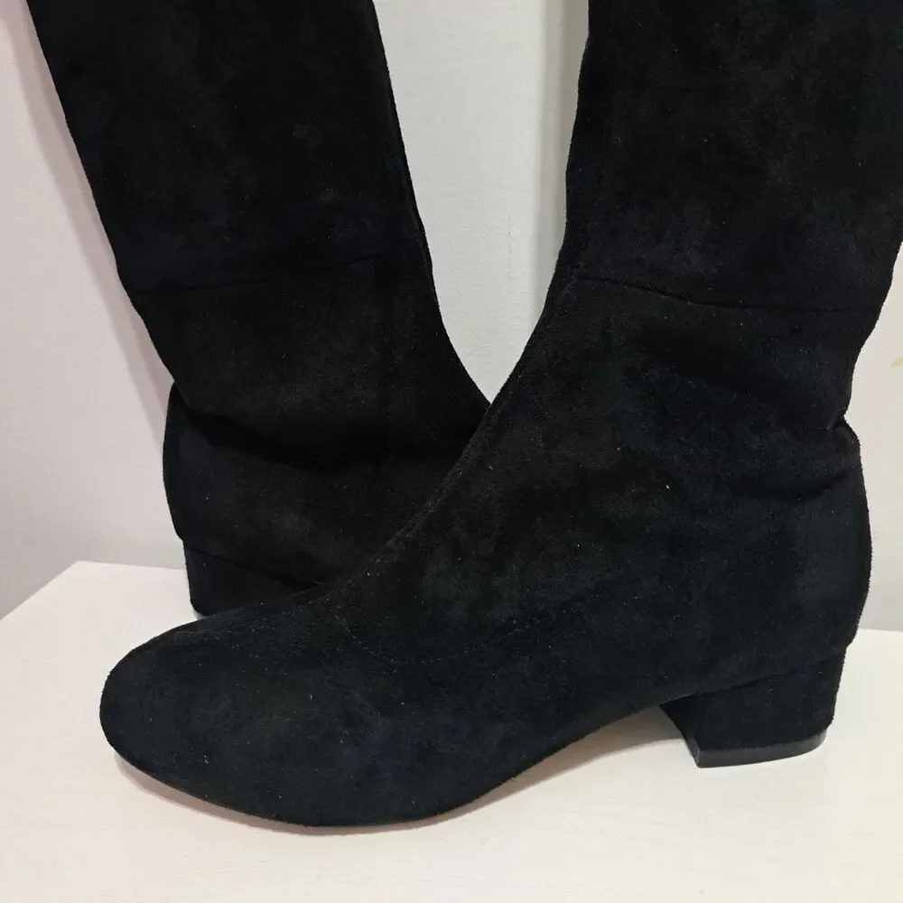 Anthropologie Raven Gothic Preppy Glam Casual Knee High Boots Size 6 Black